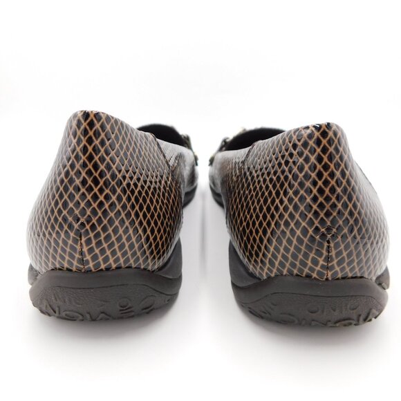 Vionic Brown Patent Leather Faux Croc Embossed Alda Loafers | EUC | 8 Wide - Picture 4 of 12